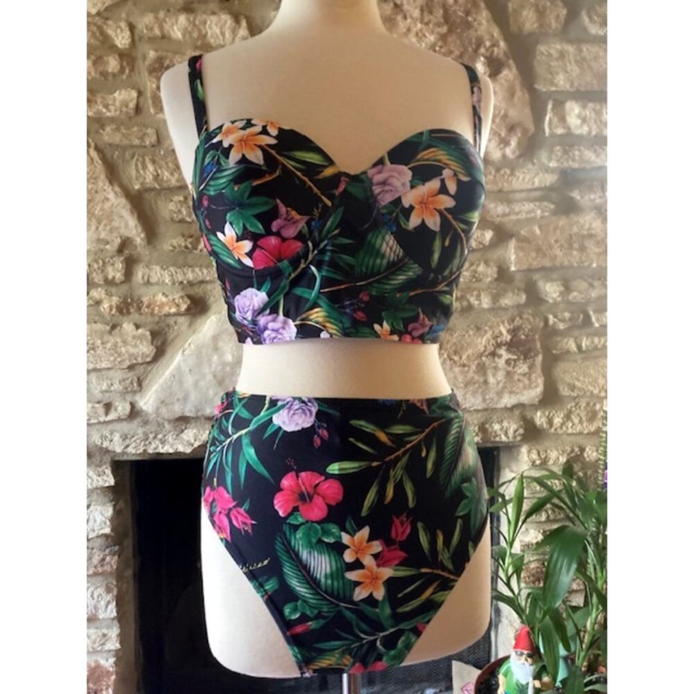 SHEIN Tropical Floral High Waist Bikini Set - Size XL